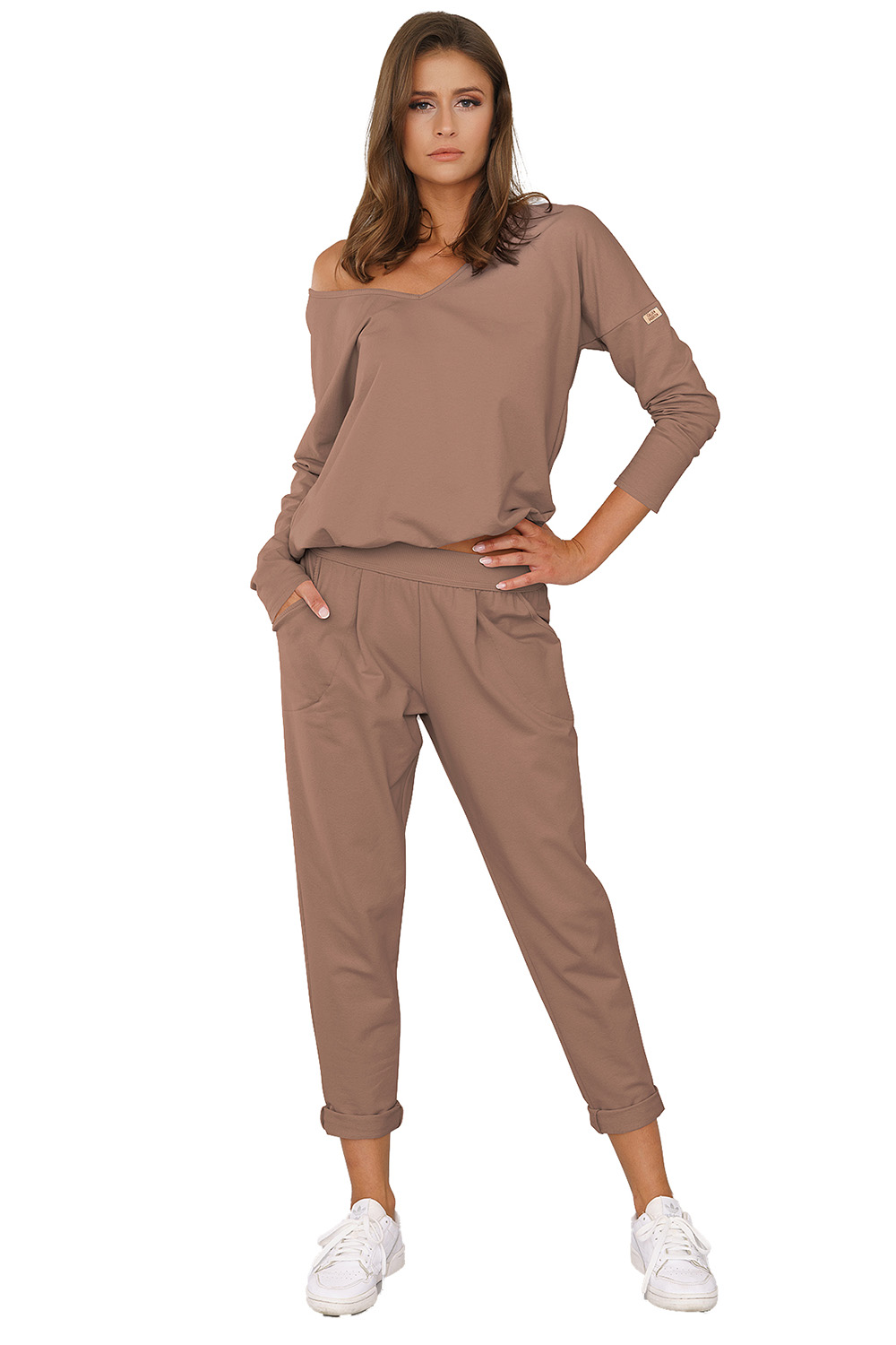 Komplet Italian Fashion Karina dł.r. dł.sp. - Výprodej Barva: Hnědá, Velikost: XL