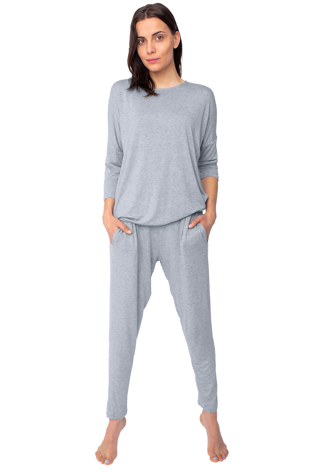 Dámské pyžamo Italian Fashion Styl r.3/4 dł.sp. Barva: Šedá, Velikost: 2XL