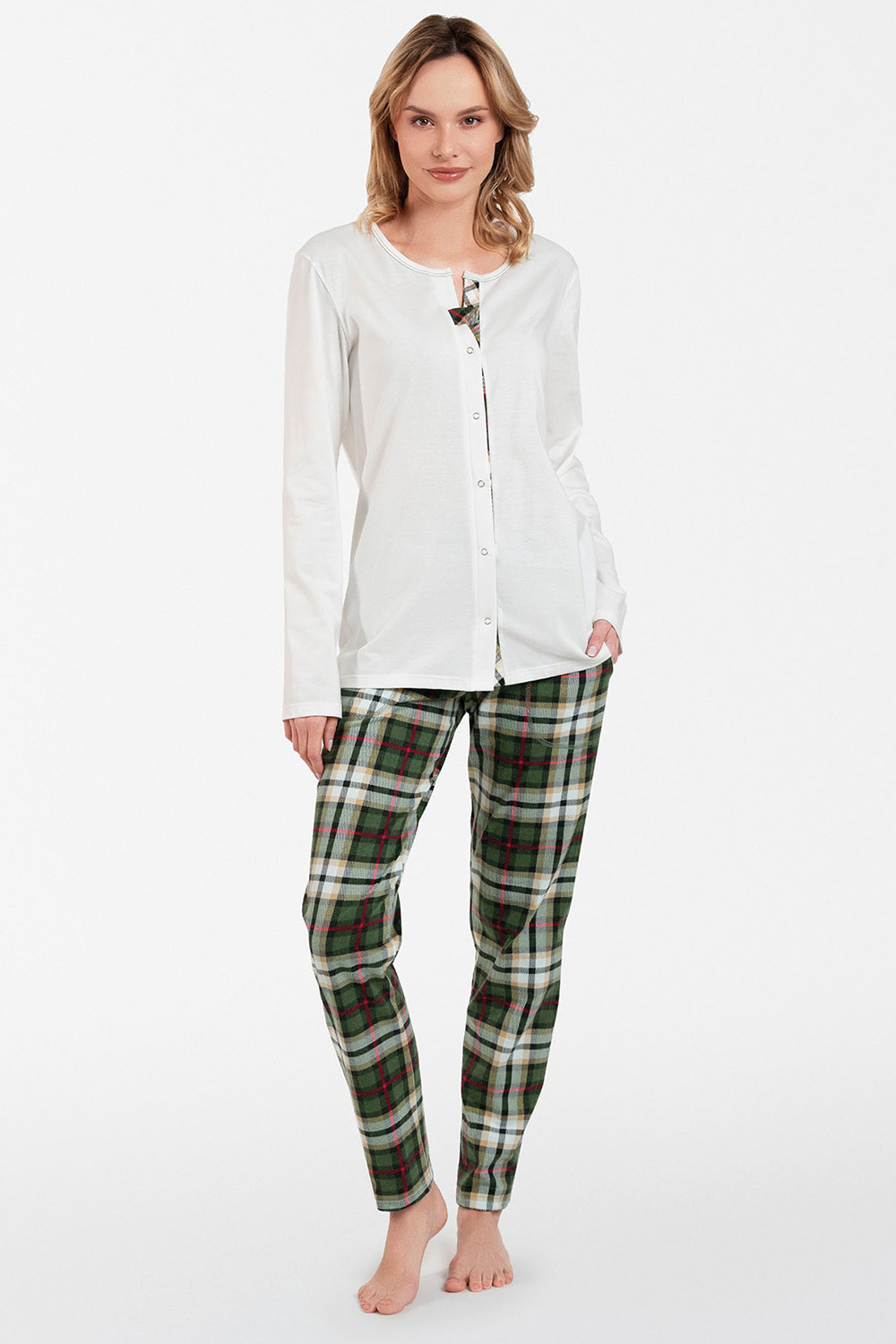 Dámské pyžamo Italian Fashion Asama dł.r. dł.sp. Barva: Smetanová, Velikost: S