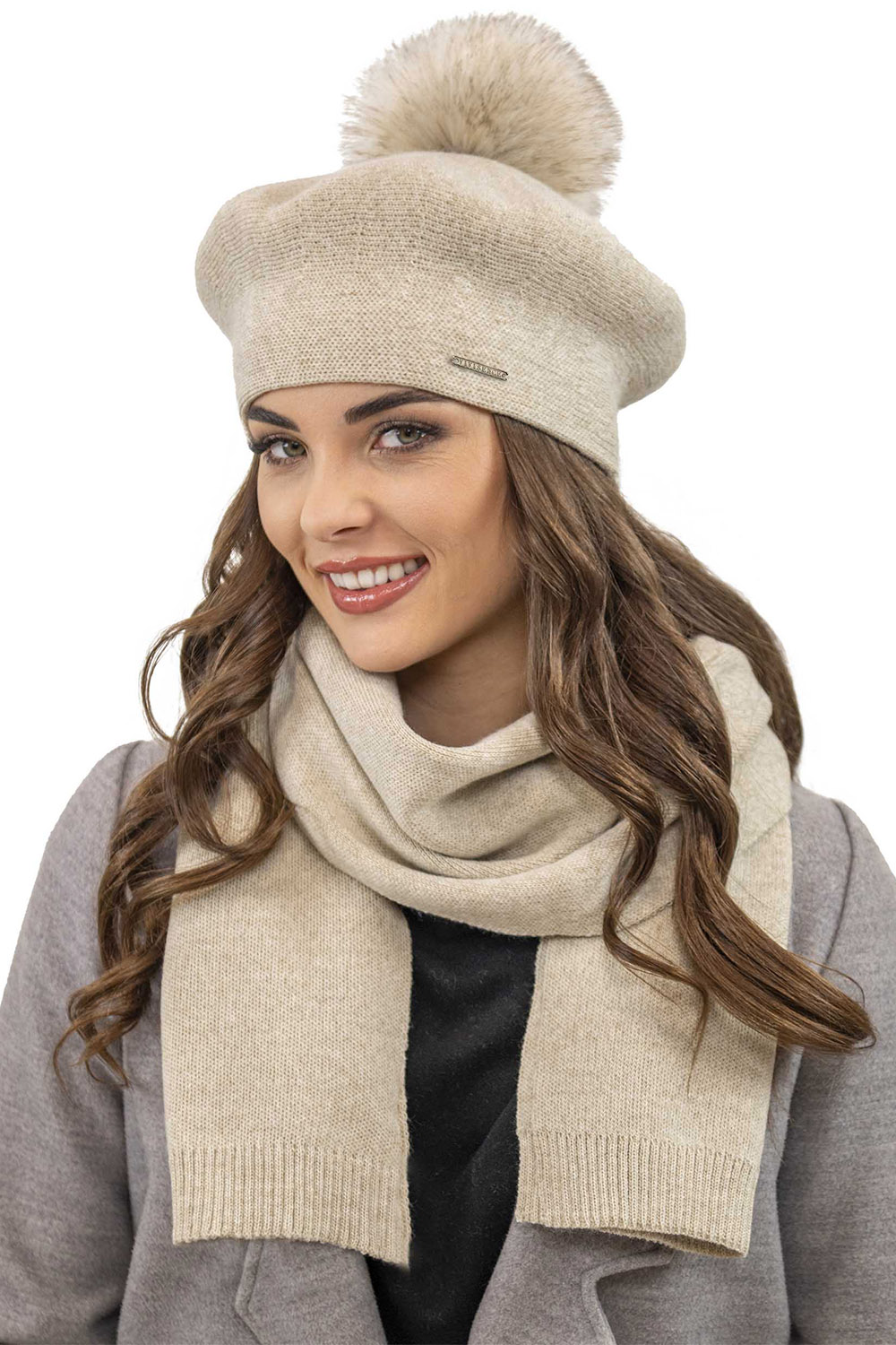 Baret a šála Vivisence 7035Kmpl Barva: Béžová, Velikost: UNI