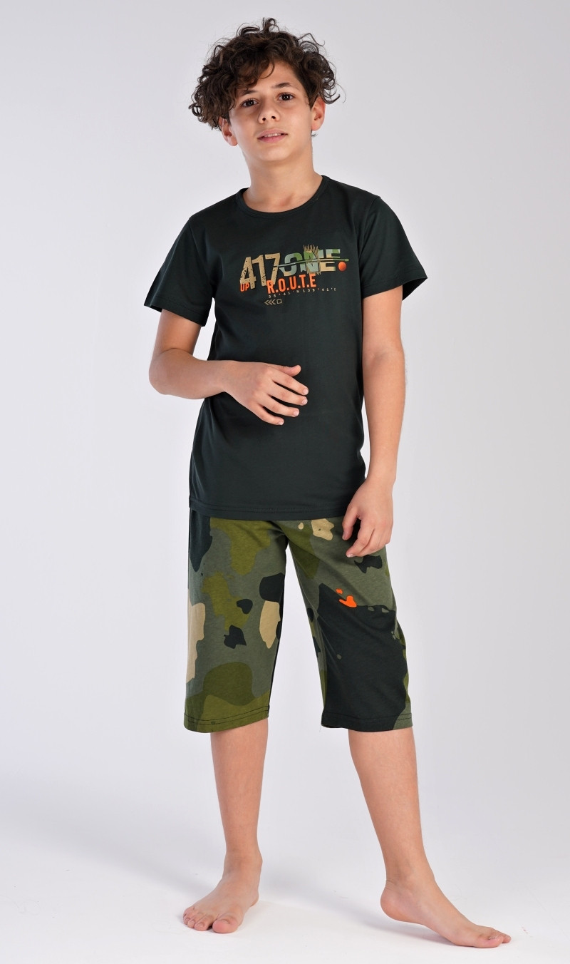 Vienetta Kids Dětské pyžamo kapri Army Barva: Černá, Velikost: 3/4 (obrázek 4)