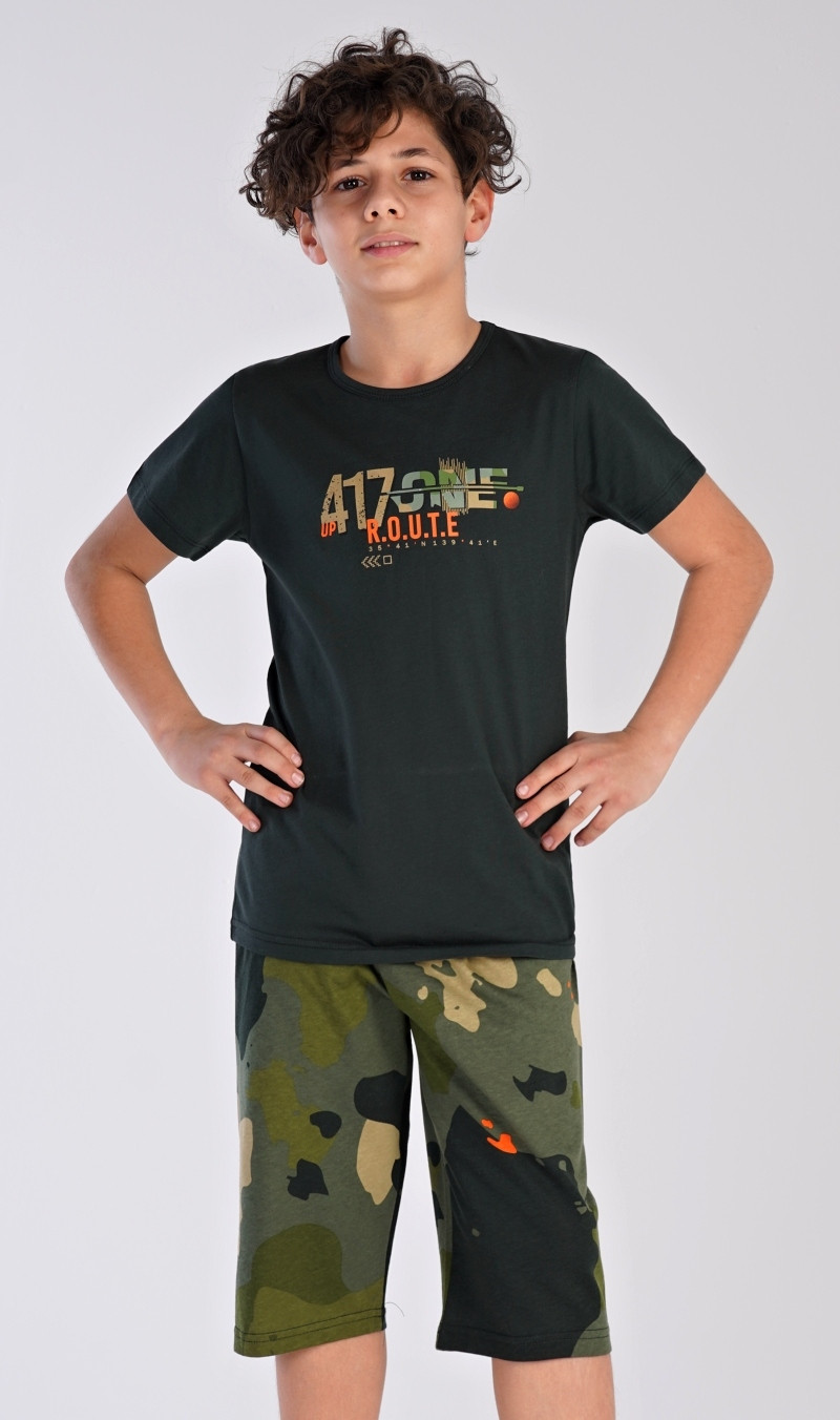 Vienetta Kids Dětské pyžamo kapri Army Barva: Černá, Velikost: 3/4 (obrázek 5)