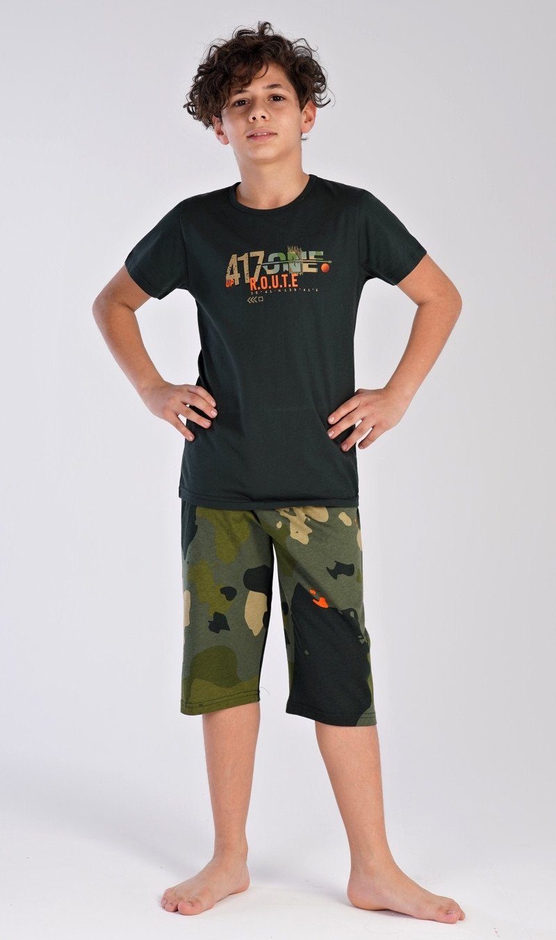 Levně Vienetta Kids Dětské pyžamo kapri Army