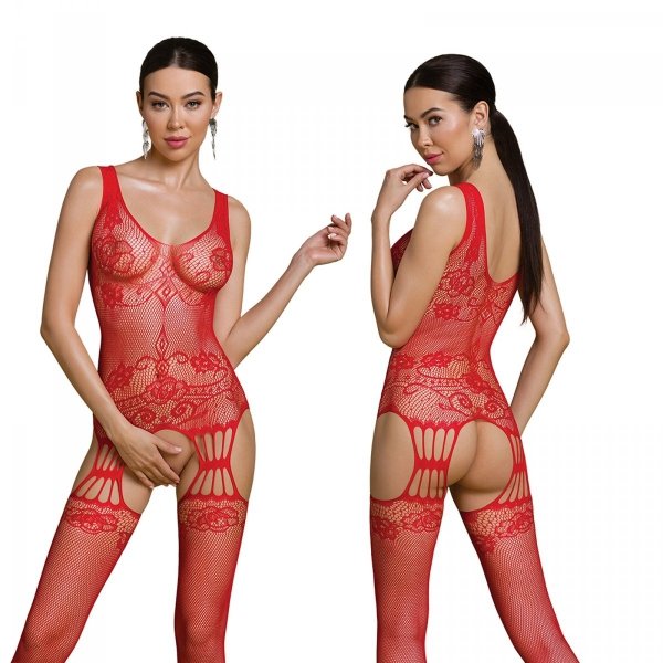 Passion ECO BS009 red - Bodystocking Barva: Červená, Velikost: S/L