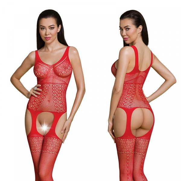 Passion ECO BS010 red - Bodystocking Barva: Červená, Velikost: S/L