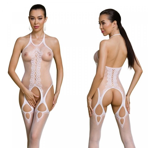Passion ECO BS013 white - Bodystocking Barva: Bílá, Velikost: S/L