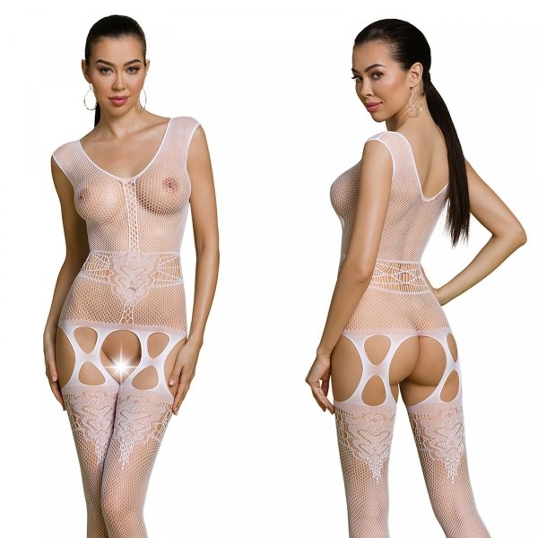 Passion ECO BS014 white - Bodystocking Barva: Bílá, Velikost: S/L
