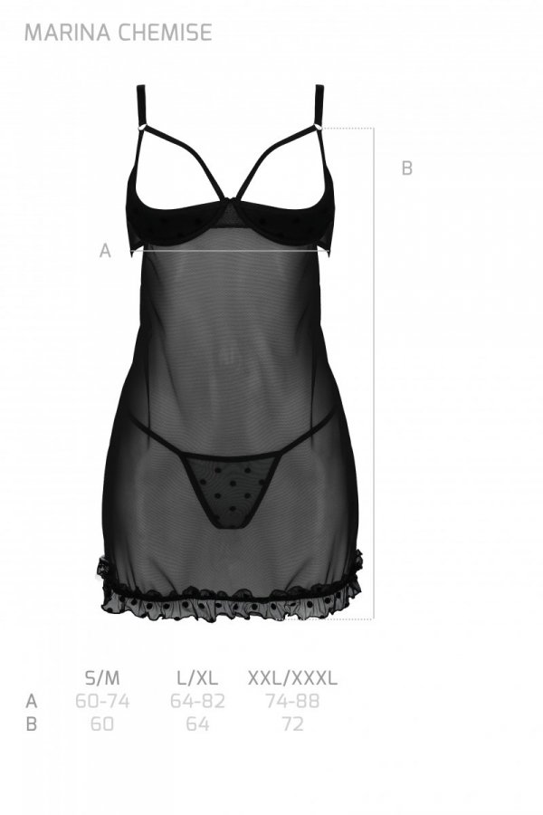 Košilka Passion Marina chemise black Barva: Černá, Velikost: S/M (obrázek 3)