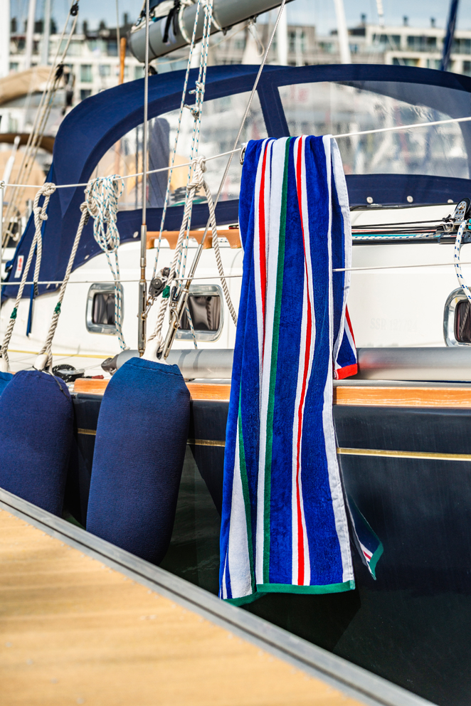 Jules Clarysse Plážová osuška Jet Set Stripes Modrá