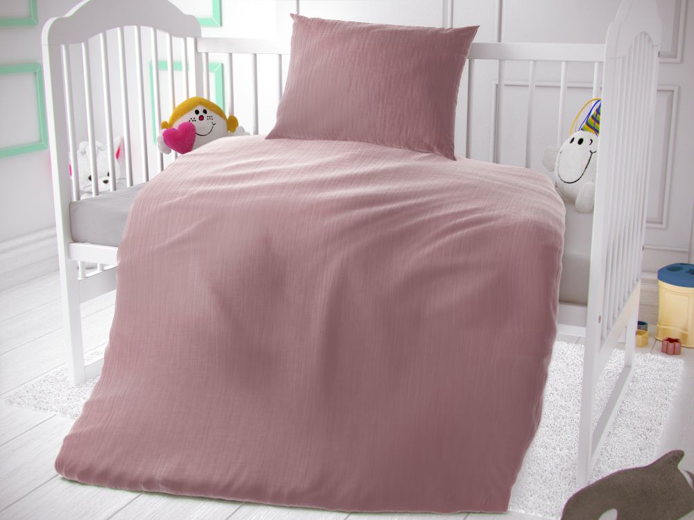 Kvalitex Mušelínové povlečení do dětské postýlky růžové