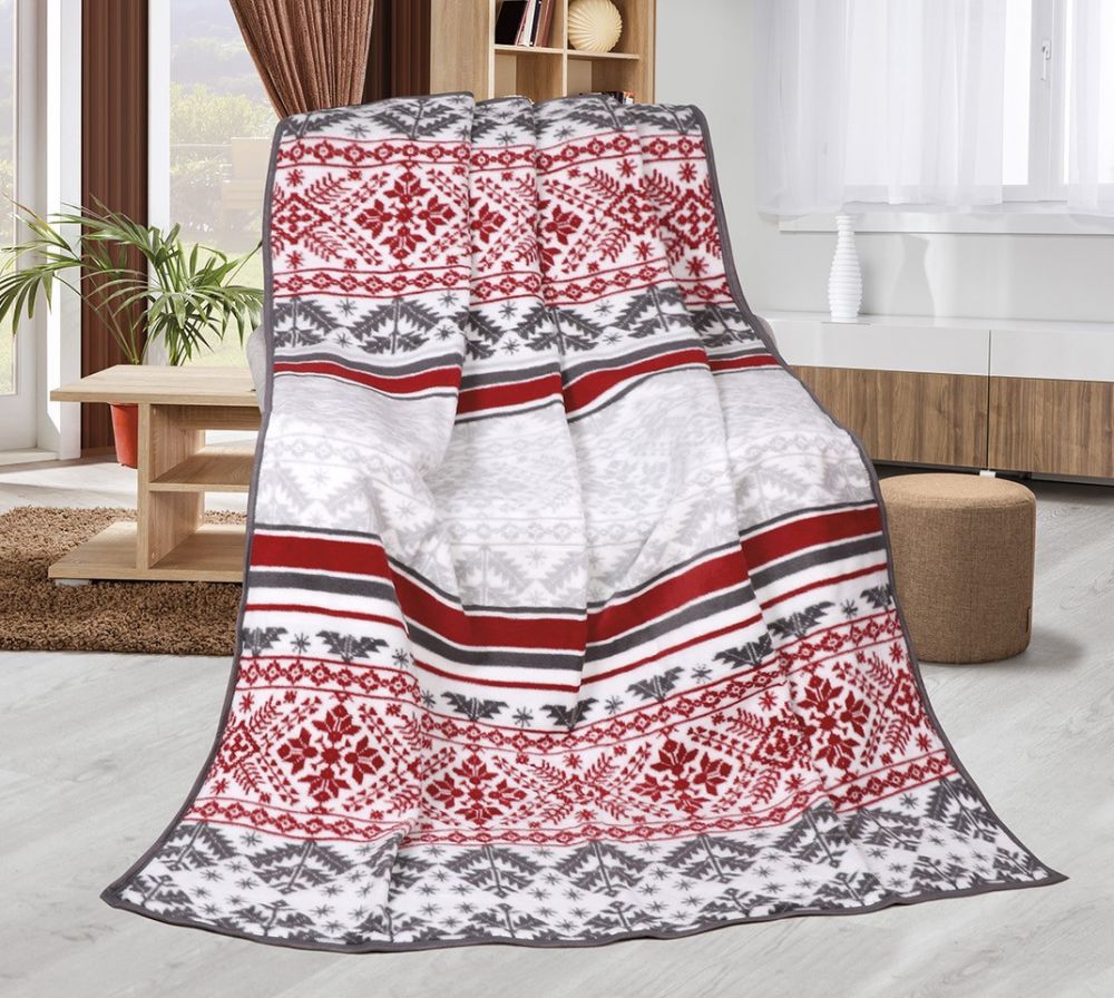 Bellatex Deka vzorovaná 150x200cm Červenošedé retro