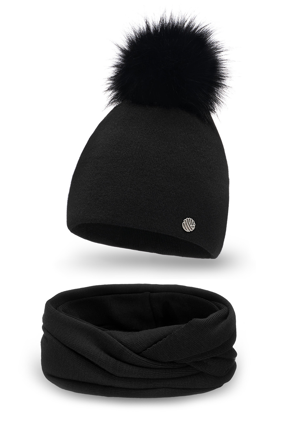 Sada Pamami 15534+15604 - čepice + šála - výprodej Barva: Černá, Velikost: UNI