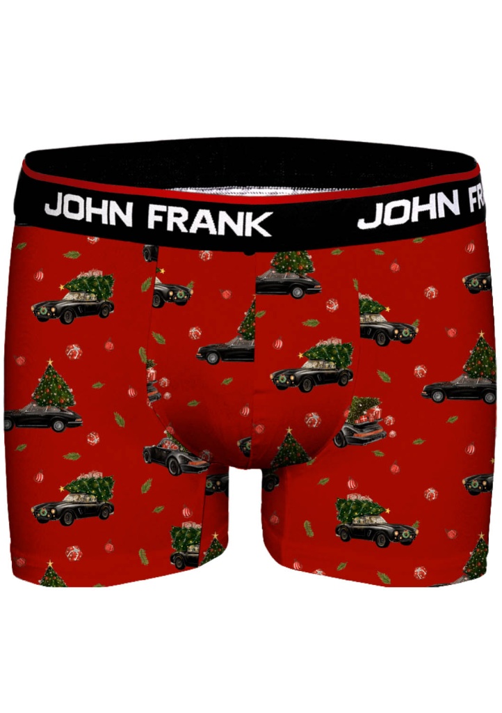 Pánské boxerky John Frank JFBD53-CH-XMAS CAR Barva: Červená, Velikost: M