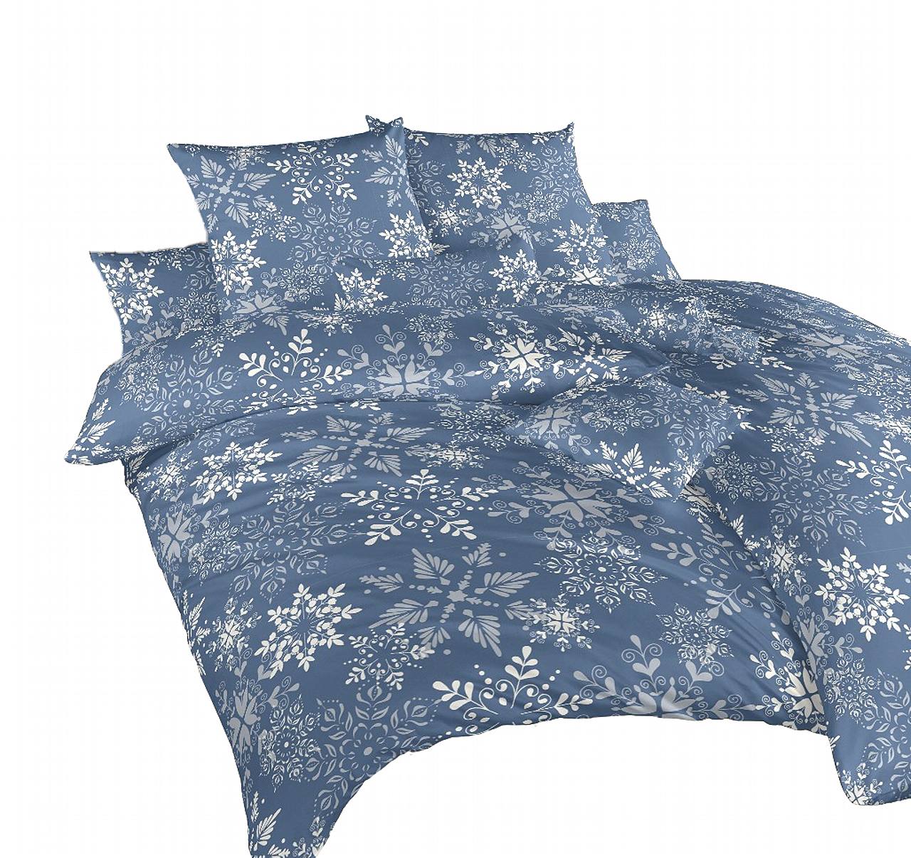 Dadka Povlečení krep Snowflakes šedomodré Varianta: Povlečení krep Snowflakes šedomodré 140x200, 70x90 cm