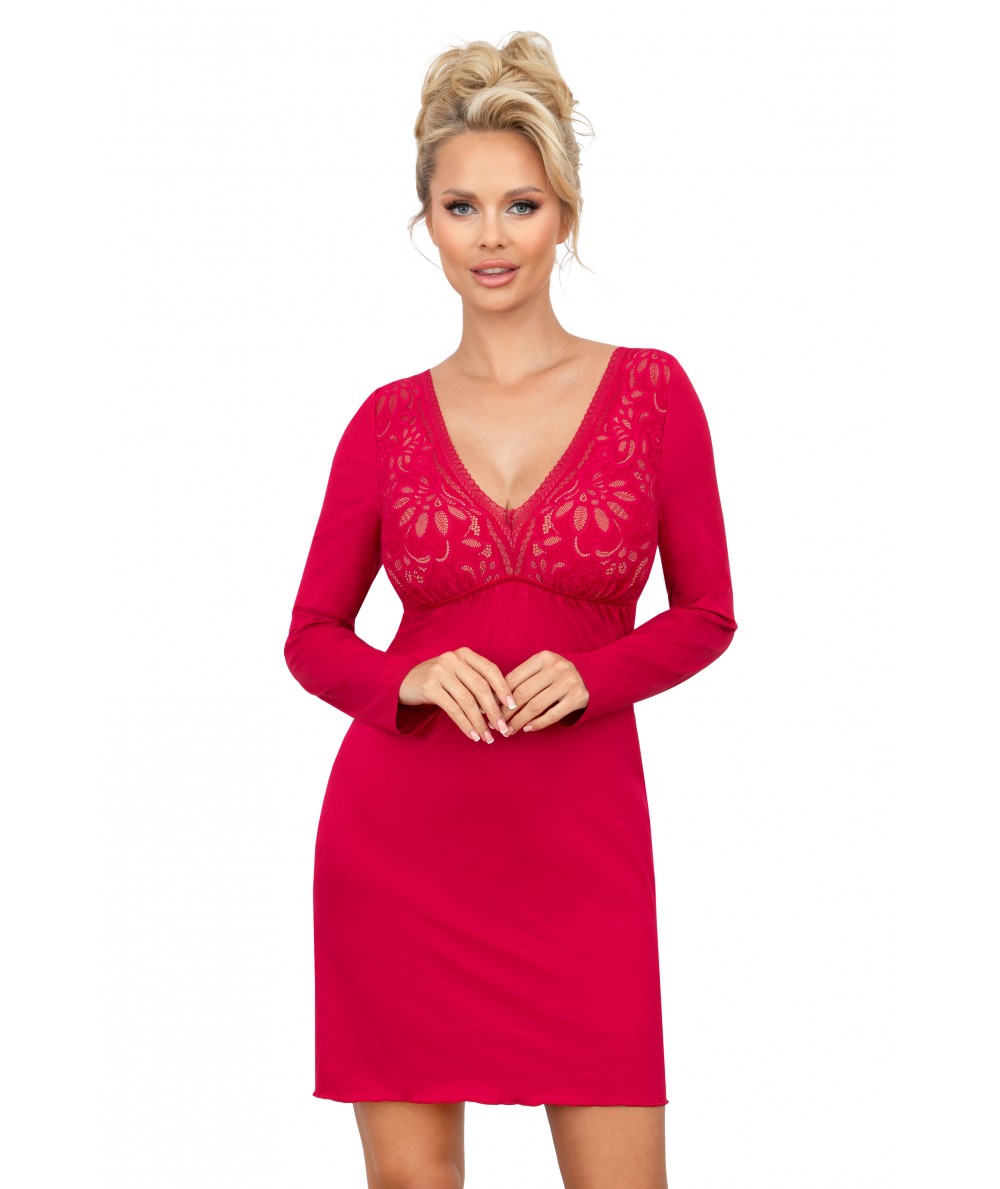 Dámská košilka Donna Silvana long - vine Barva: Červená, Velikost: 2XL