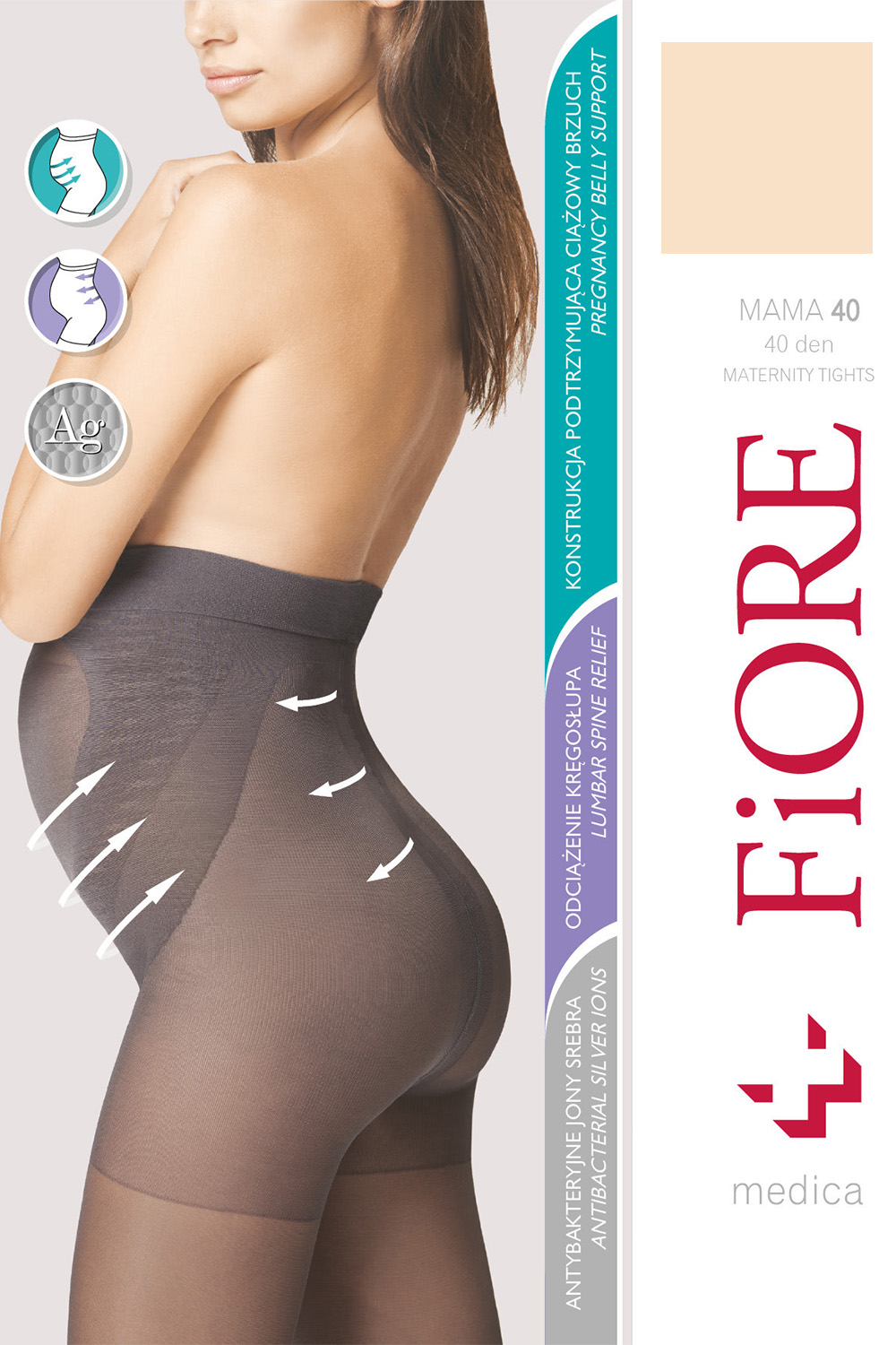 Punčochy Fiore Mama 40 den M5209 - výprodej Barva: Béžová, Velikost: 4 - L (obrázek 3)