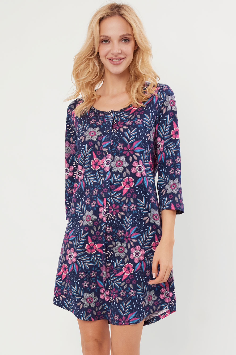 Noční košile Italian Fashion Folk r.3/4 Barva: Modrá - tmavě, Velikost: L