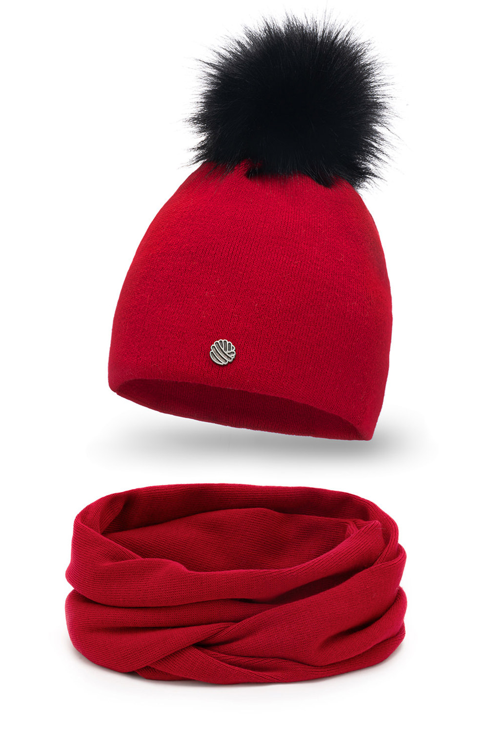 Sada Pamami 15534+15604 - čepice + šála Barva: Červená, Velikost: UNI