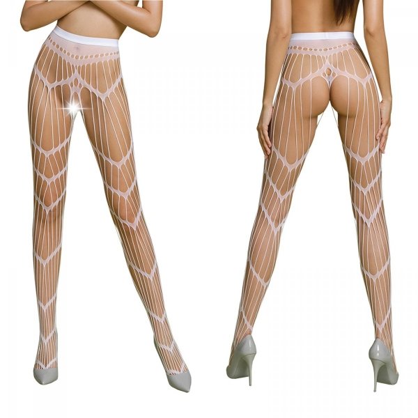 Punčochy Passion ECO S006 white- stocking Barva: Bílá, Velikost: S/M/L