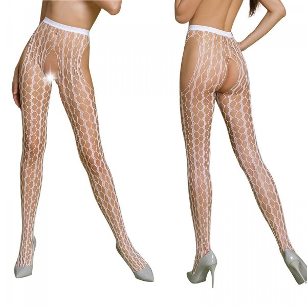Punčochy Passion ECO S007 white - stocking Barva: Bílá, Velikost: S/L