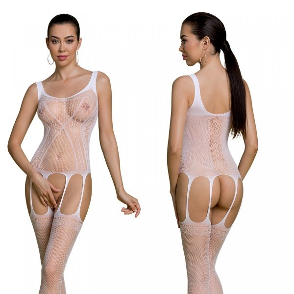 Passion ECO BS007 white - Bodystocking Barva: Bílá, Velikost: S/L