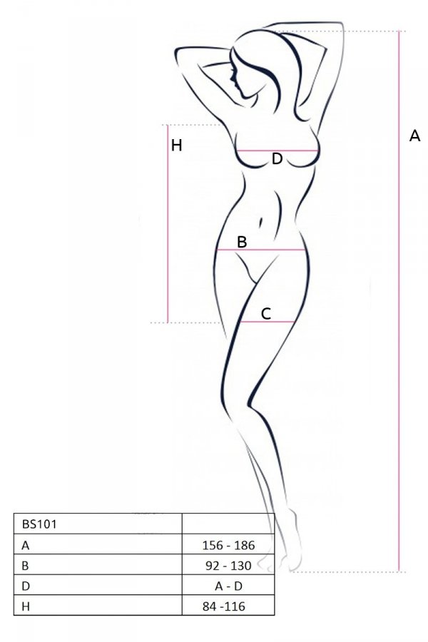 Passion BS102 white - Bodystocking Barva: Bílá, Velikost: S/L (obrázek 3)