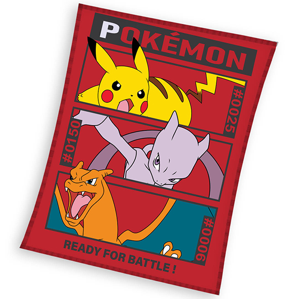 Carbotex Dětská deka Pokémon Pikachu MewToo a Charizard 110x140 cm