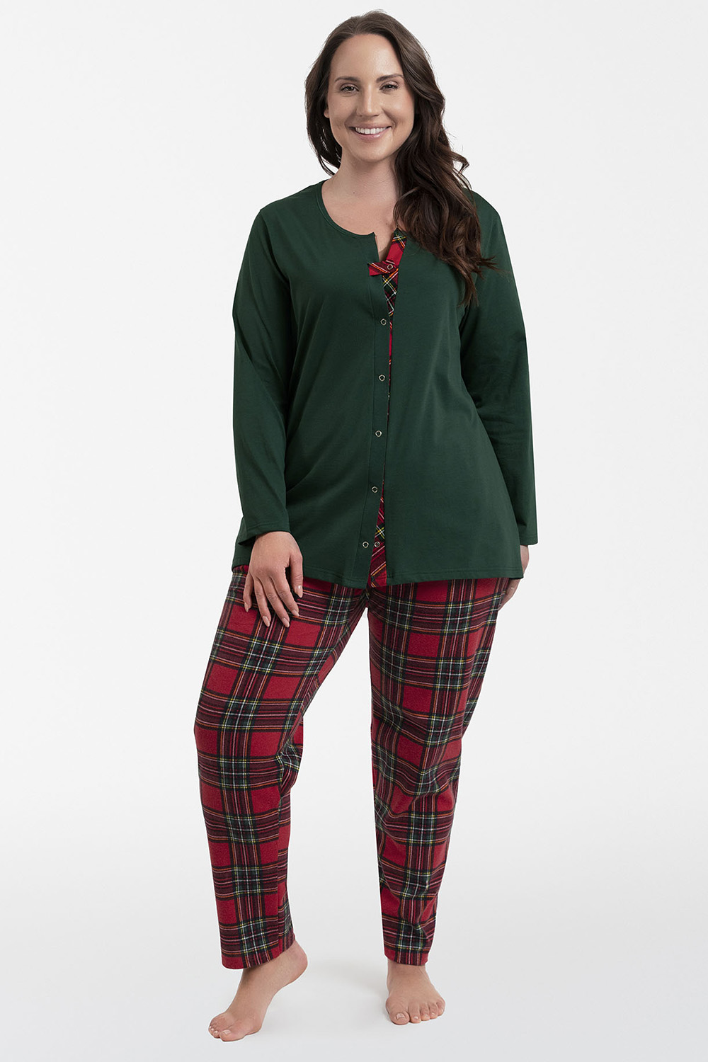 Dámské pyžamo Italian Fashion Zorza dł.r. dł.sp. Barva: Zelená, Velikost: XL