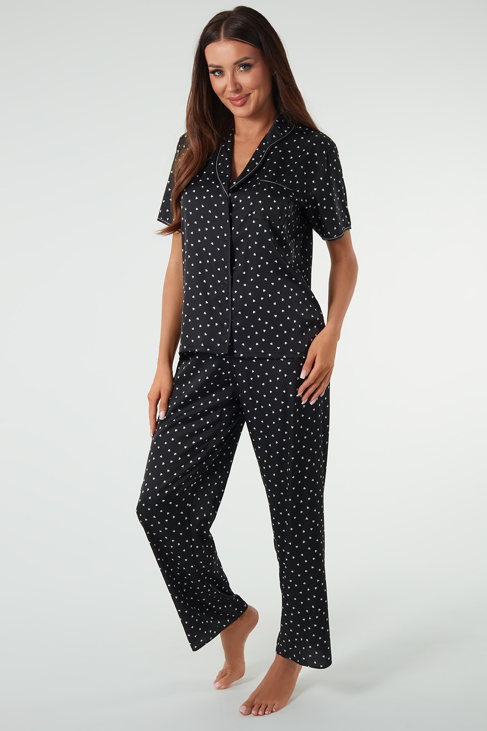 Dámské pyžamo Italian Fashion Ria kr.r. dł.sp. Barva: Černá, Velikost: S