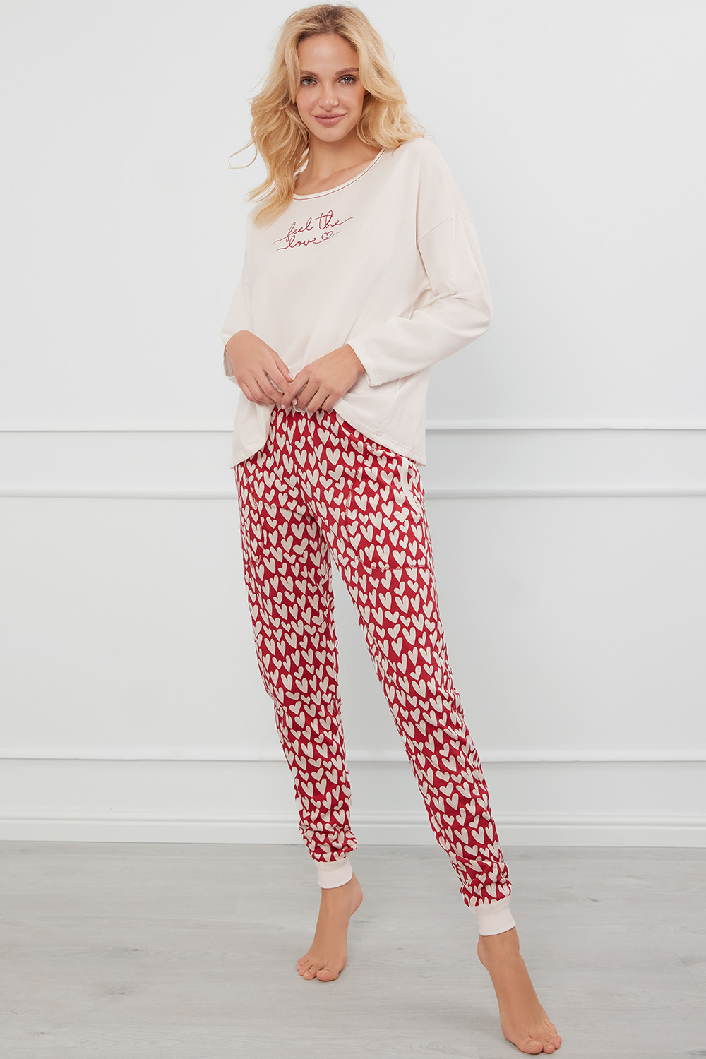 Dámské pyžamo Italian Fashion Evora dł.r. dł.sp. Barva: Smetanová, Velikost: M