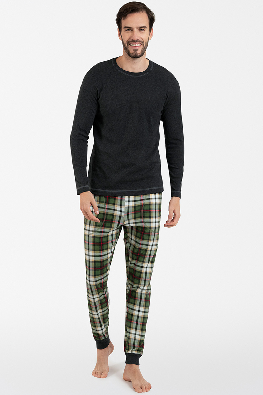 Pánské pyžamo Italian Fashion Seward Bis dł.r. dł.sp. Barva: Šedá, Velikost: XL