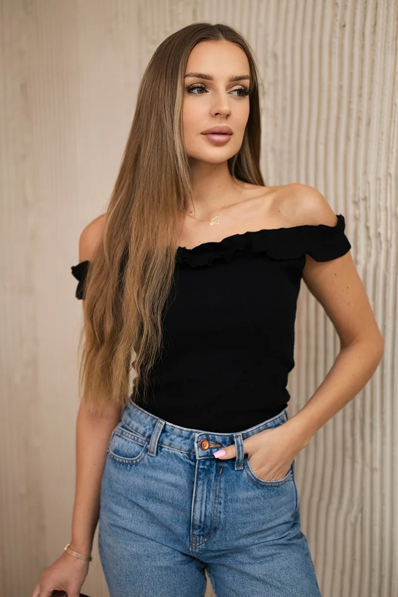 Kesi Španělská halenka Zula s volánky Barva: Černá, Velikost: UNI