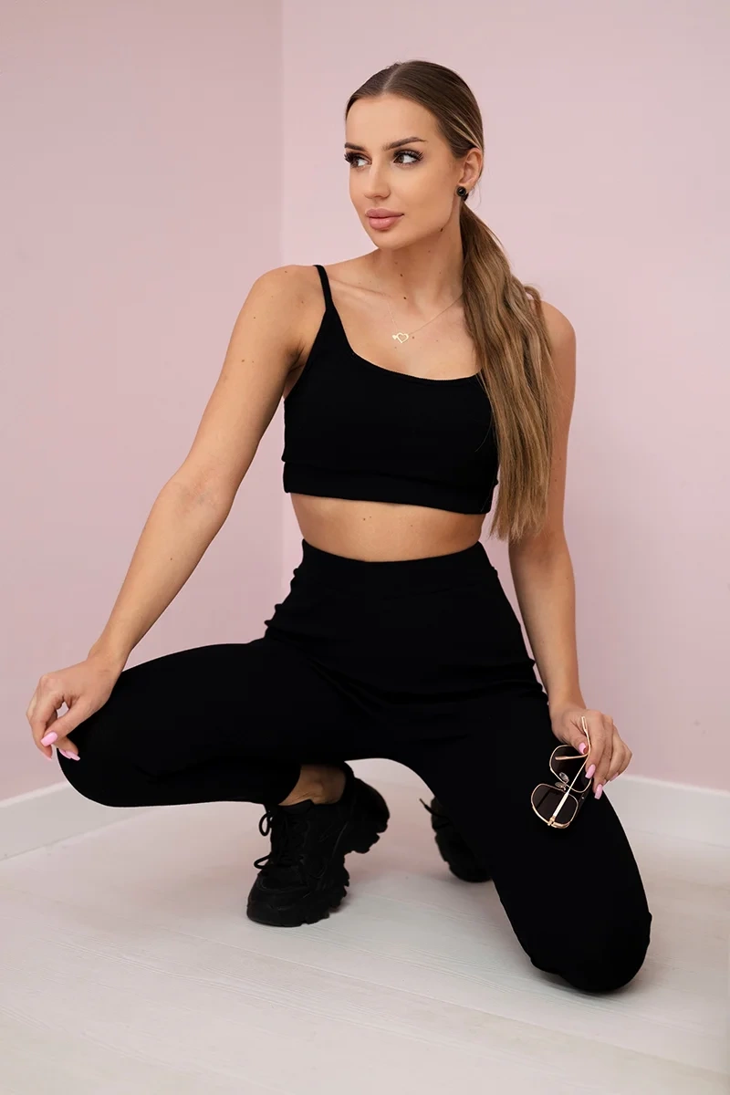 Kesi Sada Ada - top + legíny žebrovaný Barva: Černá, Velikost: UNI