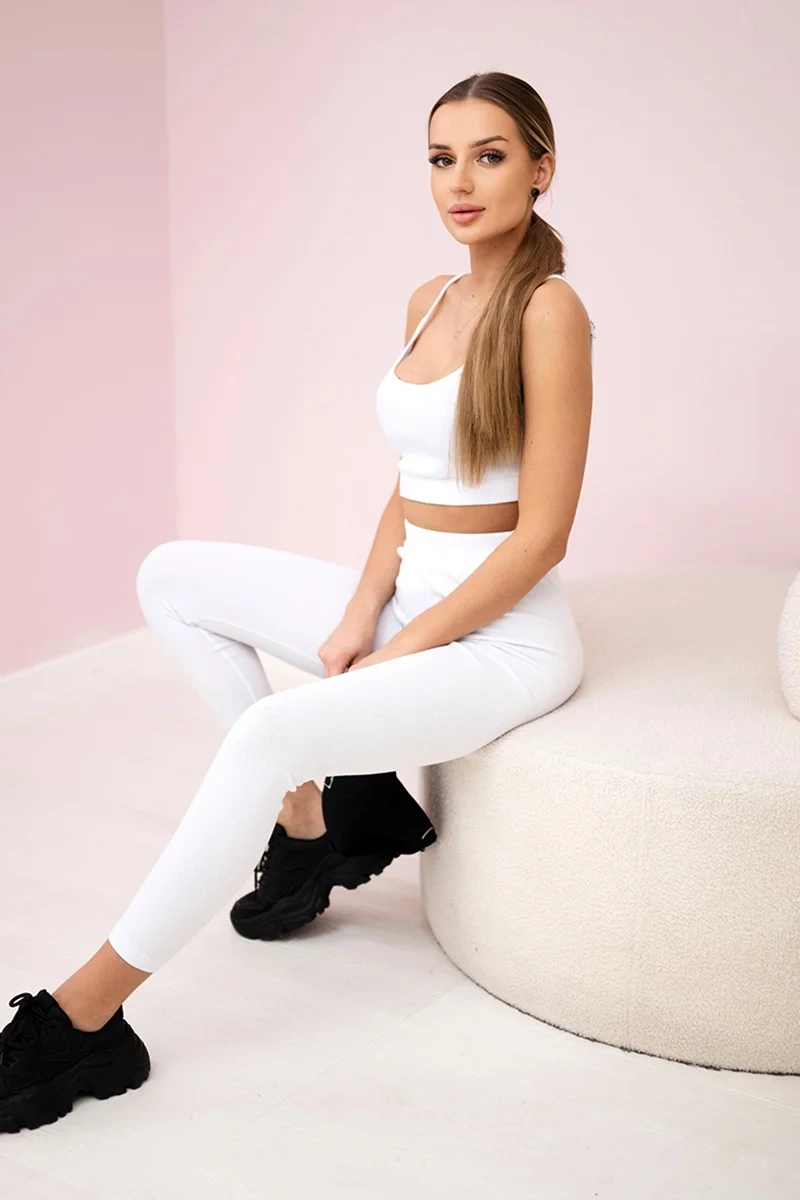 Kesi Sada Ada - top + legíny žebrovaný Barva: Bílá, Velikost: UNI