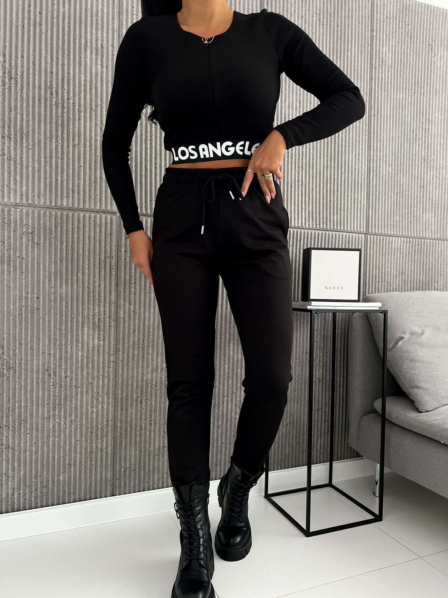 Green Plant Souprava top + tepláky Barva: Černá, Velikost: UNI