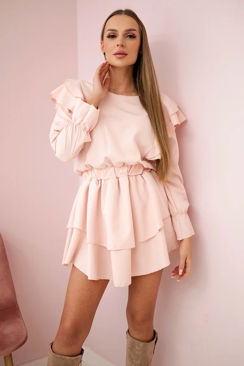 Kesi Šaty 66047 se svislými volány Barva: Růžová - světle, Velikost: UNI