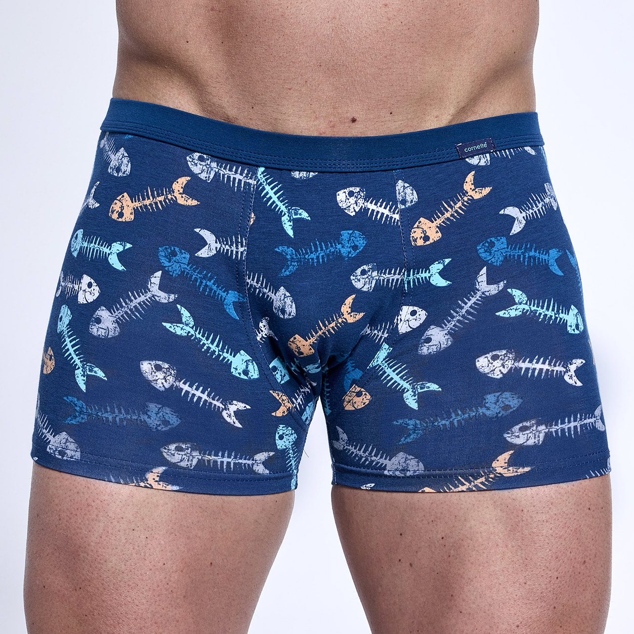 Boxerky Cornette Tattoo 280/247 "Fishbone" Barva: Modrá - tmavě, Velikost: L