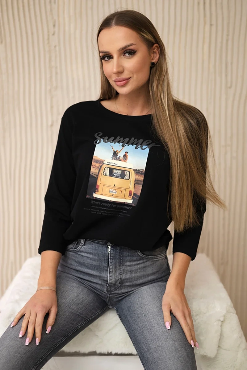 Kesi Halenka s potiskem Letní auto Barva: Černá, Velikost: UNI