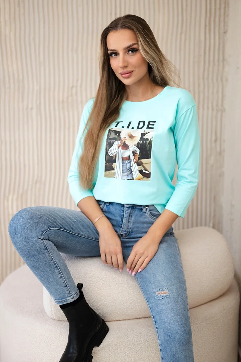 Kesi Tričko s potiskem Tide Barva: Tyrkysová, Velikost: UNI