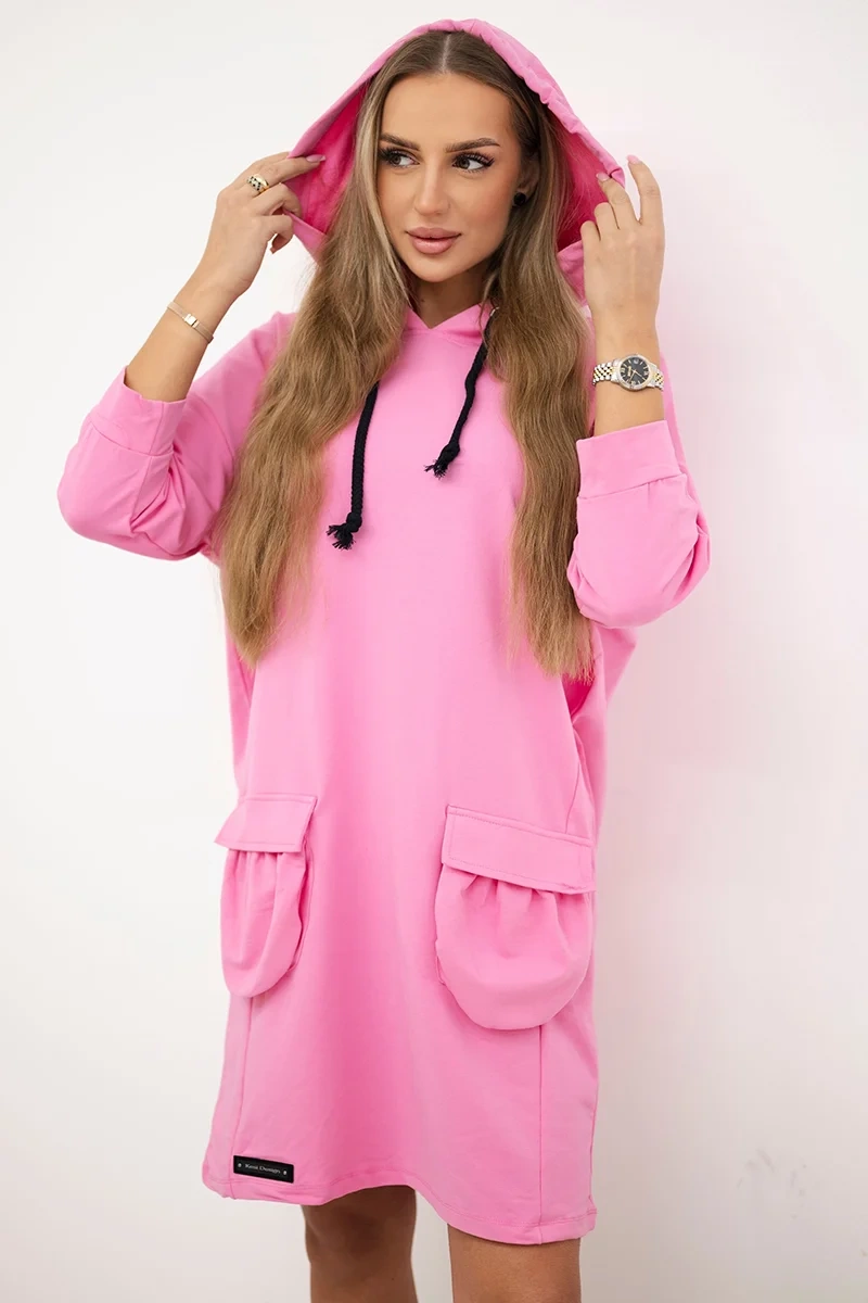 Kesi Šaty 9350 s kapucí  + kapse Barva: Růžová - světle, Velikost: UNI