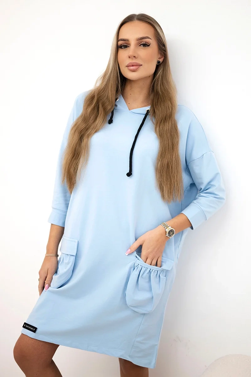 Kesi Šaty 9350 s kapucí  + kapse Barva: Modrá, Velikost: UNI