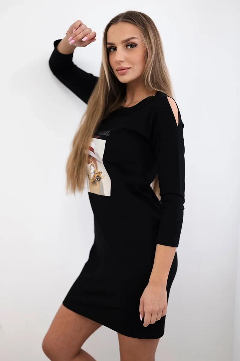 Kesi Šaty 66858 s potiskem Barva: Černá, Velikost: UNI