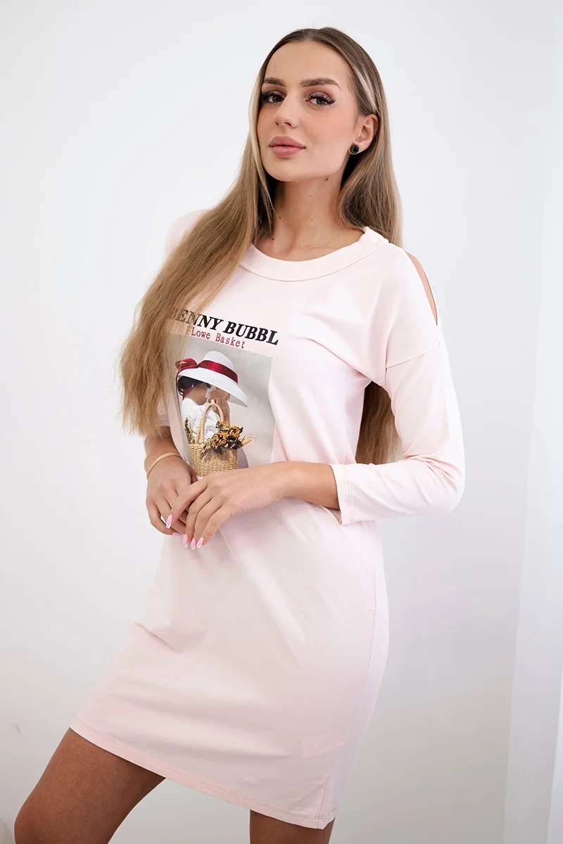 Kesi Šaty 66858 s potiskem Barva: Růžová - světle, Velikost: UNI