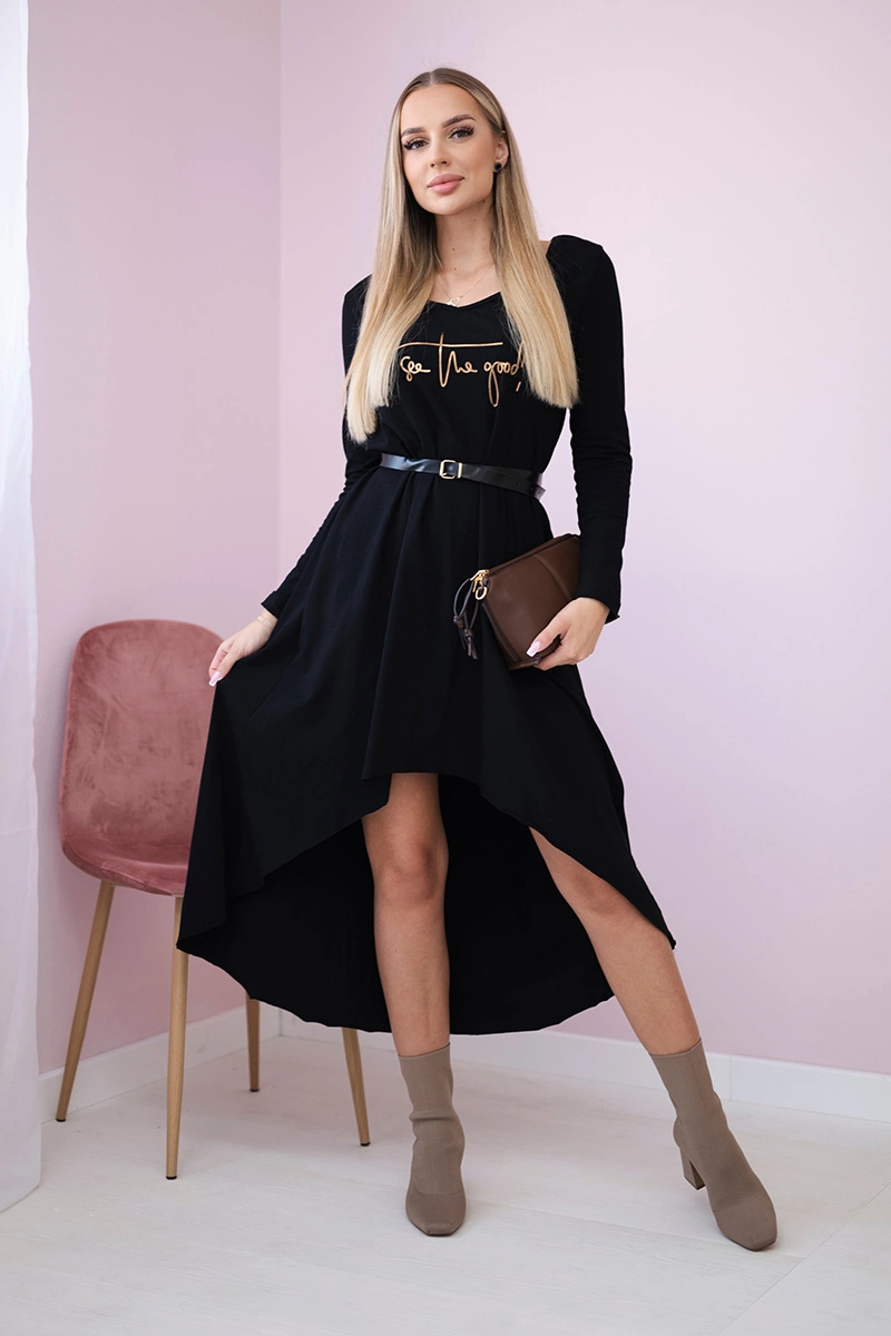 Kesi Šaty 9160 s ozdobným páskem a nápisem Barva: Černá, Velikost: UNI