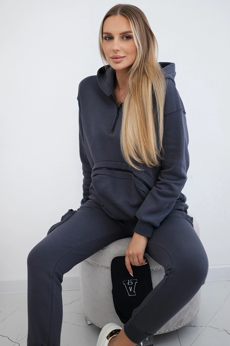 Kesi Zateplená souprava Gledys s ozdobnou kapsou Barva: Šedá - tmavě, Velikost: UNI