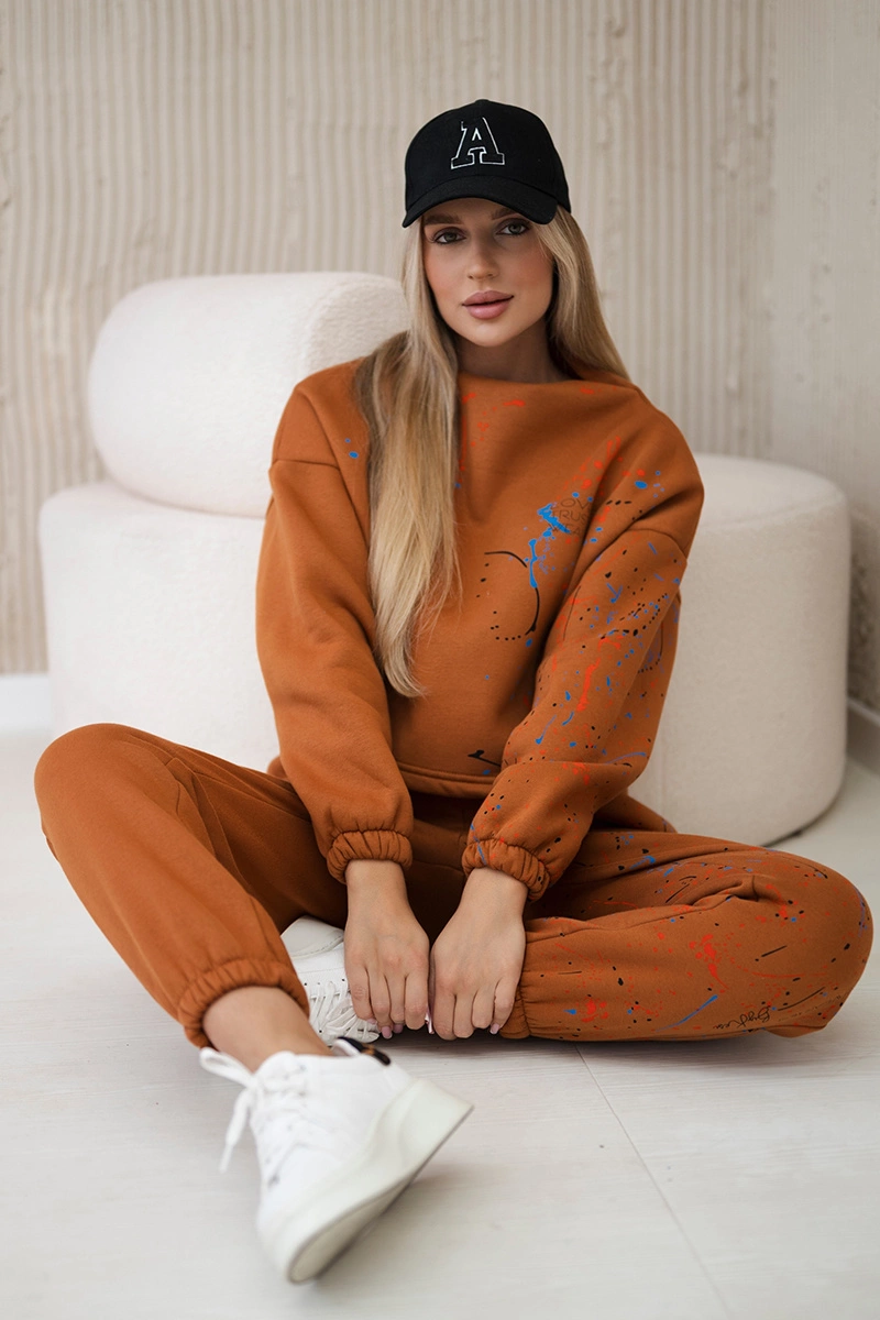 Kesi Zateplená souprava Galaxy s barevným potiskem Barva: Hnědá, Velikost: UNI