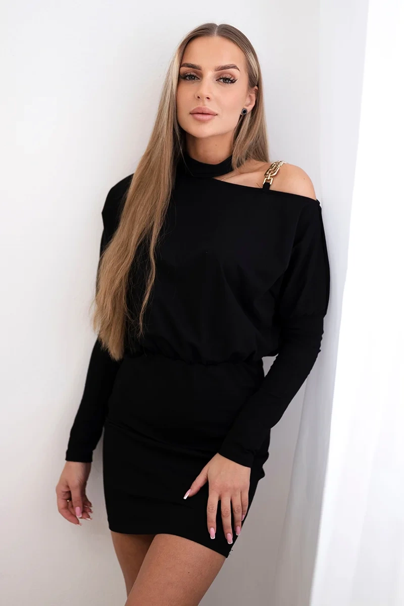 Kesi Šaty 9424 se zdobením na ramenou Barva: Černá, Velikost: UNI