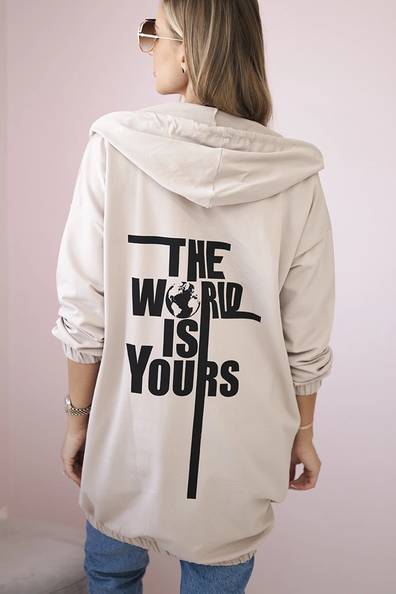 Kesi Mikina s potiskem "The world is yours" Barva: Béžová, Velikost: UNI