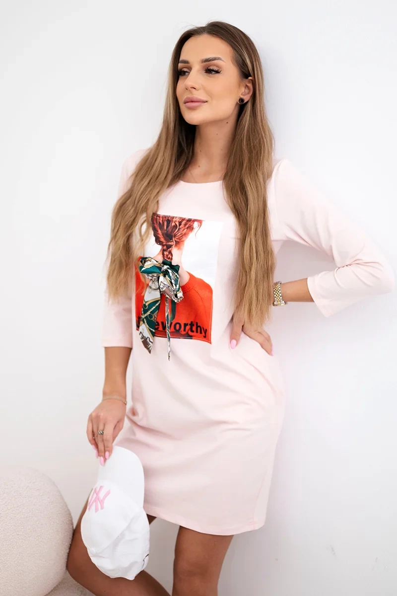 Kesi Dámské šaty Hair s 3D grafikou Barva: Růžová - světle, Velikost: UNI