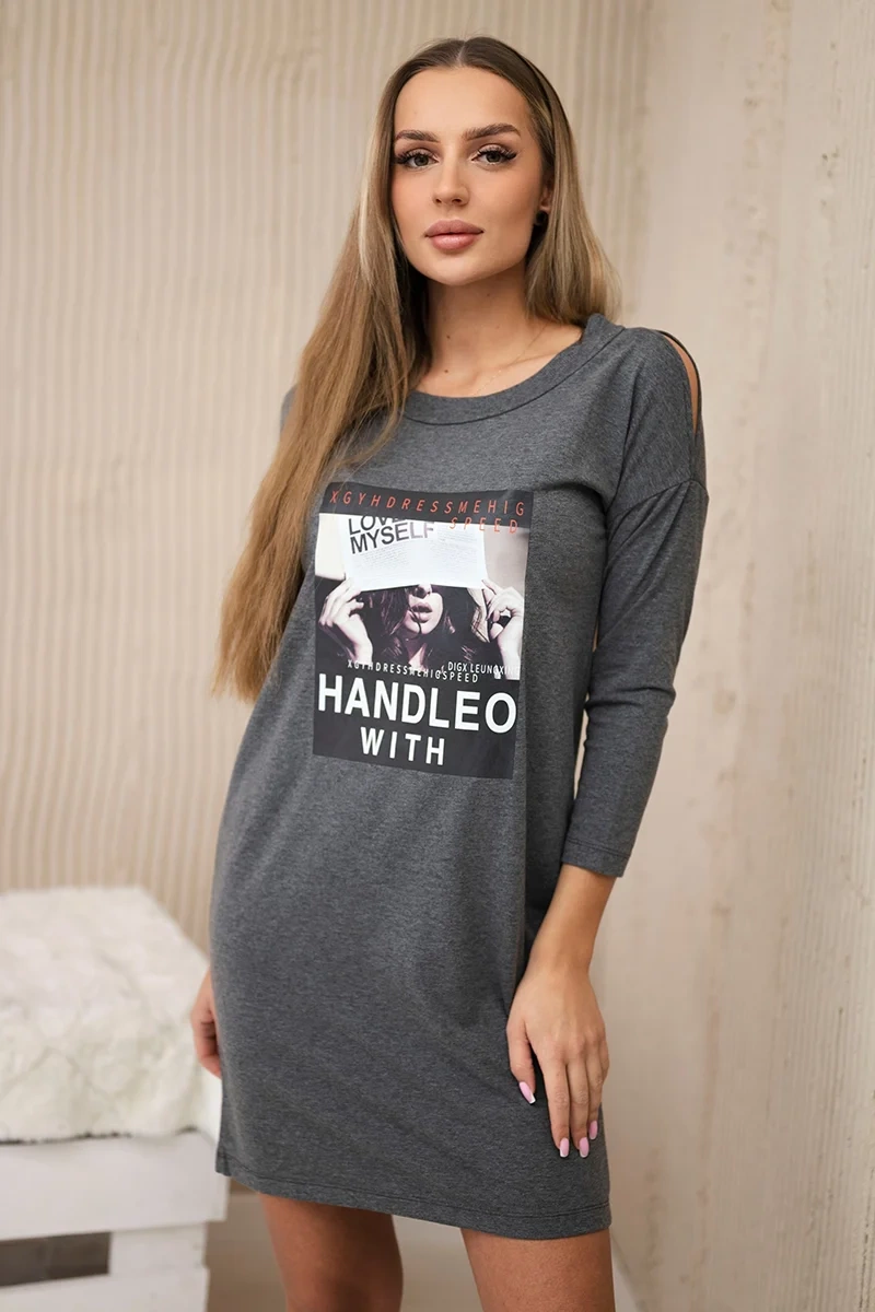 Kesi Šaty Figo s grafitovým potiskem Barva: Šedá - tmavě, Velikost: UNI
